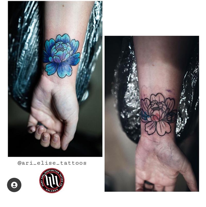 Coverup, Flower, Color tattoo by
